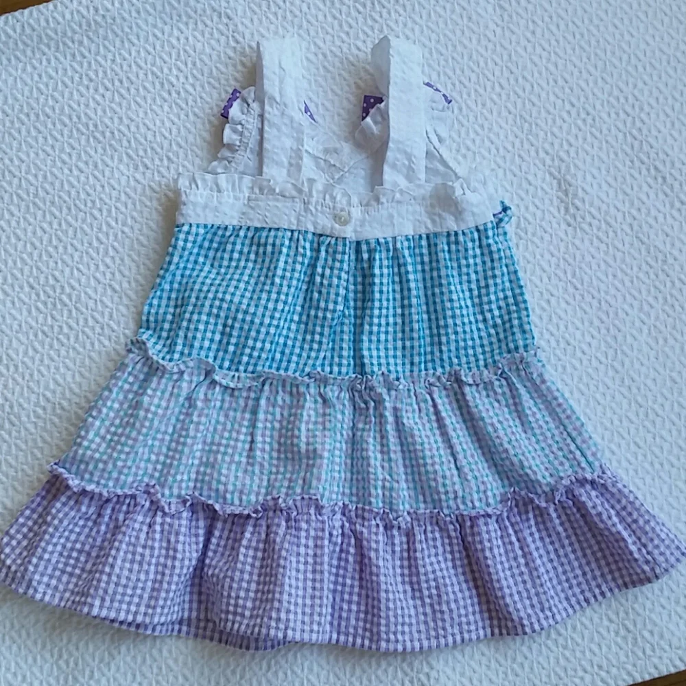 Youngland Blue and Purple Plaid Tiered Dress Size 3T